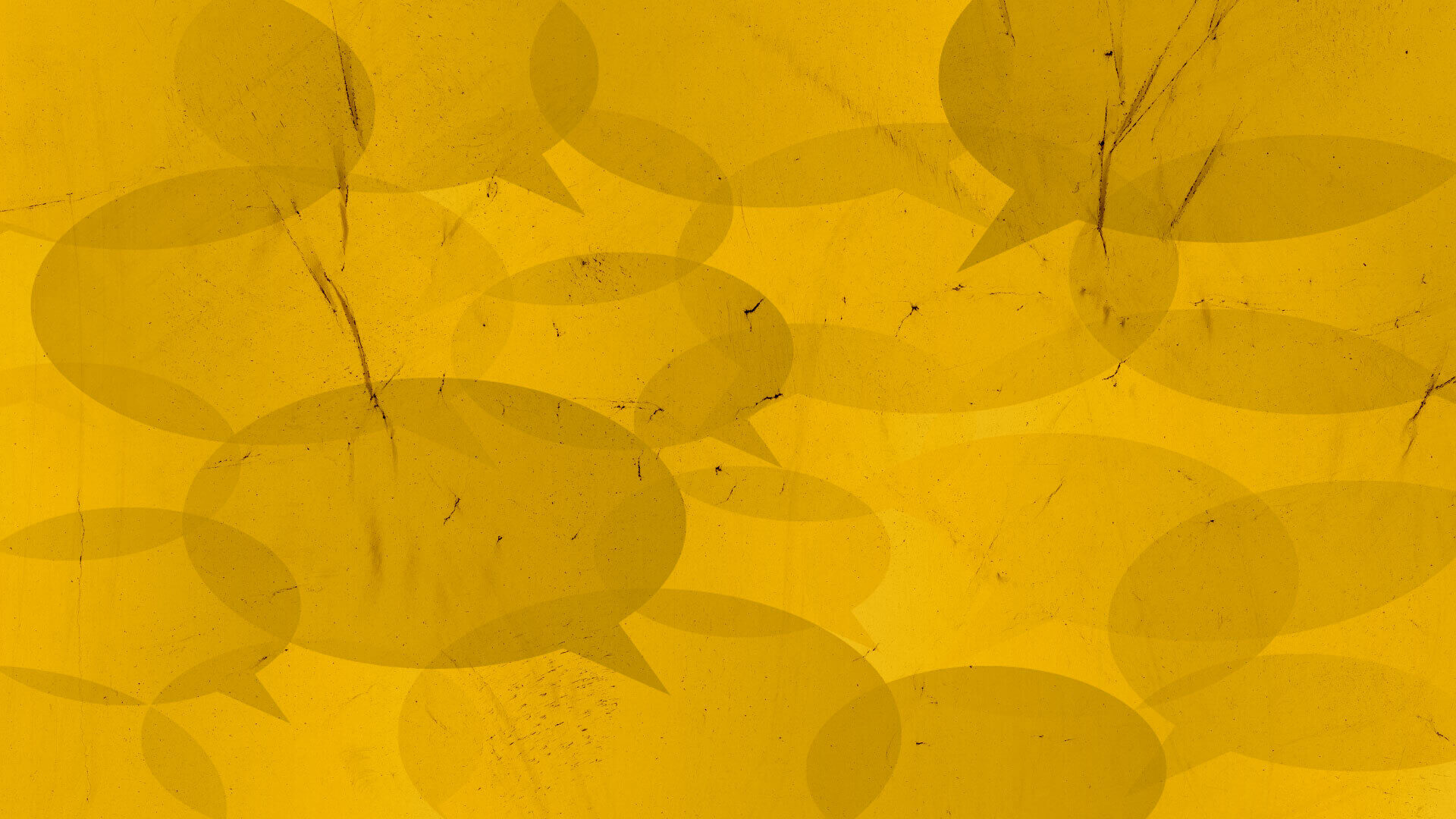 Imagem de capa com fundo amarelo e ilustrações de balões de diálogo vazios nos tons de cinza